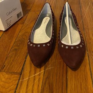 Calvin Klein burgundy flats